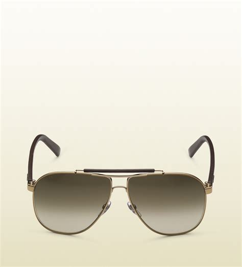 gucci round brow bar sunglasses|Gucci aviator sunglasses brown.